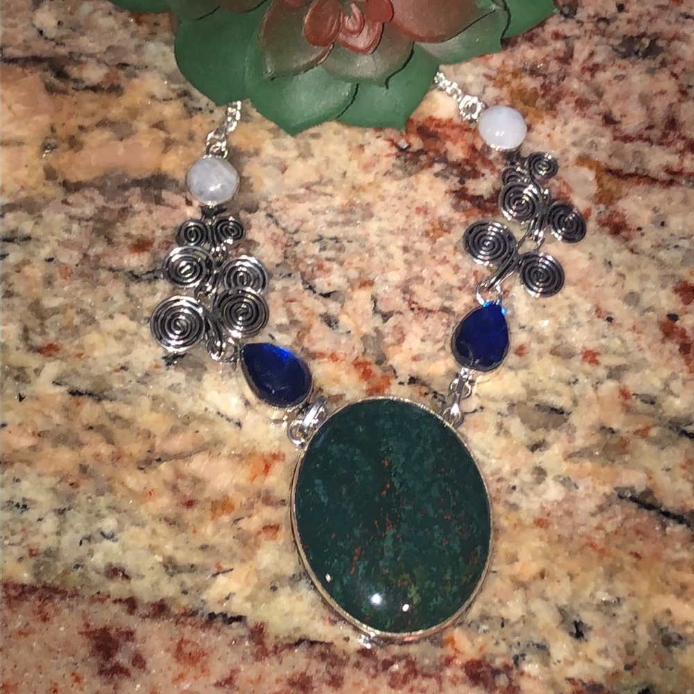 Bloodstone Silver Necklace